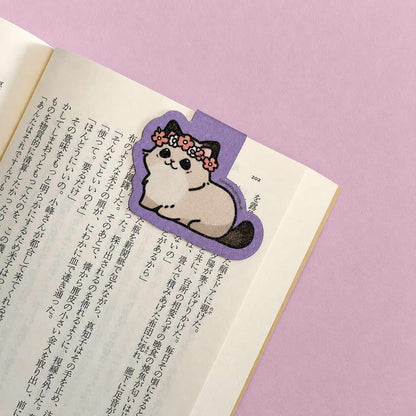 Flower Crown Cat — Little Book Friends Magnetic Bookmark